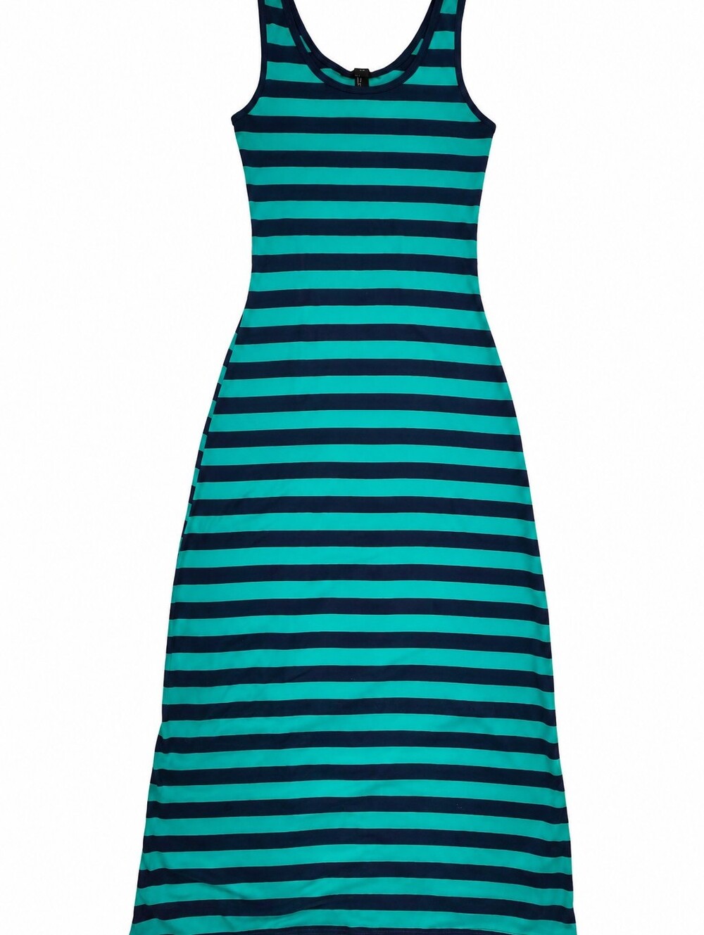 Forever 21 Teal & Navy Blue Striped Maxi Dress - Tank Style, Size Small